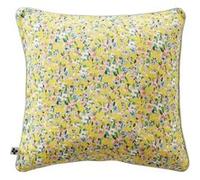 SIMONE - Coussin Déhoussable 45x45cm Gaze de Coton Jaune Imprimé Floral -