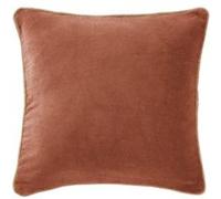 Coussin Déhoussable 45x45cm Velours de Coton Coloris Terracotta - HARRIS - ALTOBUY Rouge G