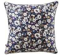 Coussin déhoussable 50x50cm velours imprimé petites fleurs coloris bleu marine - CORINNE - ALTOBUY Bleu