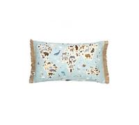 EXPLORE - Coussin Déhoussable à Franges 30x50cm Coton Motif Monde -