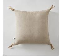 Coussin déhoussable avec pompons lin lavé 45 x 45 cm soline Naturel