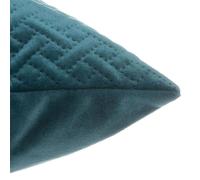 Coussin Déhoussable En Velours Reliefé Bleu Canard 40x40 Cm