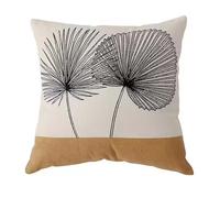Coussin déhoussable imprimé de feuilles de papyrus Ecru 40x40 cm
