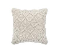 Atmosphera – Coussin design ethnique macramé Été Indien 40 x 40 cm Beige déhoussable