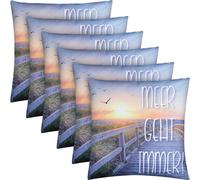 Coussin d'extérieur avec motif de plage - La mer, ça va toujours - 6 pièces ( pack de 6 )
