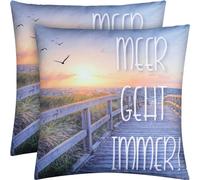 Coussin d'extérieur avec motif de plage - la mer est toujours là - 2 pièces ( pack de 2 )