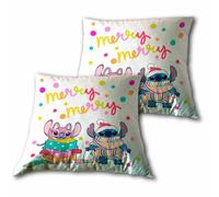 Coussin Disney Stitch & Ange (x2) Blanc 40x40 cm
