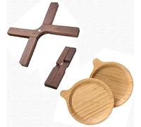 Coussin d'isolation thermique Bamboo Plate Round Insulation Pad Walnut Kitchen Tripod Reusable Plates Wood Plates Nature Dinnerware Bamboo tableware Tray Dinner Plate Snack Plate Fruit Plate (Walnut)
