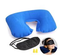 Coussin D'oreille Gonflable Essentiel De Voyage 3 In1 Set De Voyage Coussin De Cou Gonflable Oreiller + Patch Pour Les Yeux + Bouchon D'oreille Pour Voyage