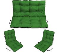 Coussin Dossier pour Banc de Jardin - SUPERKISSEN24 - Vert - 100x50x60 cm + 2x 48x96 cm