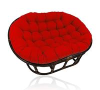Coussin double imperméable surdimensionné pour chaise de terrasse - Parfait pour chaises en osier - Solution d'assise confortable - Rouge - 170 x 120 cm
