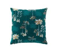 Douceur d'Intérieur, Coussin Déhoussable (45 x 45 cm) Idalia Bleu, Coton Imprimé Or