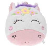 Coussin douillet Licorne avec bandeau de cheveux fleuris, 28 x 25 x 10 cm