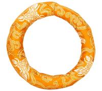 Coussin en brocart de soie pour bol chantant tibétain, fait main au Népal, coussin rond pour bol sonore (17,8 cm, orange)