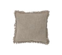 Coussin en coton beige, carré, à motifs, franges - Bloomingville, Delva - 45x45 cm
