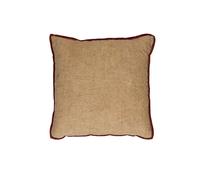 Coussin en coton beige, carré, uni, recto en lin, verso en velours de coton - Pomax, Opposites - 45x45x1 cm