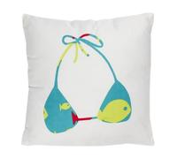 Coussin en coton motif vacances à la mer blanc 38x38