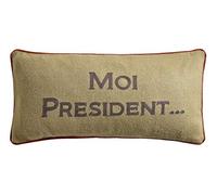 Coussin en Flanelle Lin Beige "Moi Président..." - Lounge Fabrics