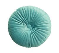 Coussin en forme de citrouille - Coussin rond en peluche 3D - Coussin décoratif en velours - Pour canapé, lit, salon, chambre d'enfant, canapé - Décoration d'intérieur - 35 x 8 cm - Bleu et vert