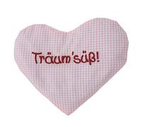 Coussin en forme de cœur avec inscription en allemand pour bébé - Coussin chauffant avec graines de colza avec inscription en allemand - Dimensions : env. 15 x 17 cm (rose rêve)