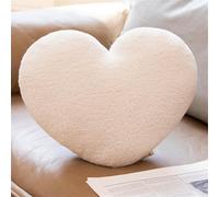 Coussin en forme de cœur - Décoration pour chambre d'enfant - Coussin décoratif en forme de cœur - Pour salon, canapé, chambre à coucher - Beige - 40 cm