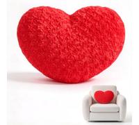Coussin en forme de cœur en peluche rose, coussin douillet en forme de cœur | Housse en peluche rose moelleuse - Garnissage indéformable - Lavable - 3 couleurs - Décoration romantique