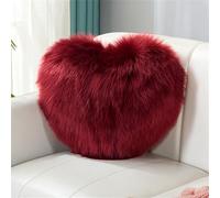 Coussin en forme de cœur en polaire double face super douce - Coussin décoratif en forme de cœur - Pour salon, canapé, chambre d'enfant, chambre à coucher, lit - Bordeaux - 40 x 50 cm