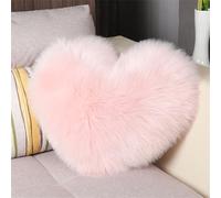 Coussin en forme de cœur en polaire double face super douce - Coussin décoratif en forme de cœur - Pour salon, canapé, chambre d'enfant, chambre à coucher - Rose - 35 x 45 cm