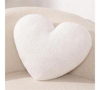 Coussin en forme de cœur pour enfant - Doux et moelleux - En peluche - Décoration de canapé - Pour chambre d'enfant et chambre à coucher - Blanc - 30 x 45 cm