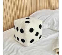 Coussin en forme de dés pelucheux - Coussin créatif en forme de dés en peluche moelleuse et amusant pour décoration d'intérieur, canapé, lit, salon (blanc laiteux, 20 x 20 cm)