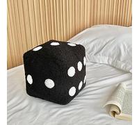 Coussin en forme de dés pelucheux - Coussin créatif en forme de dés en peluche moelleuse et amusant pour décoration d'intérieur, canapé, lit, salon (noir, 20 x 20 cm)
