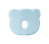 Coussin en forme d'ours, ergonomique en viscoélastique pour bébé, coussin à tête plate serviette en cadeau doux (bleu)
