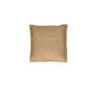 Coussin en lin beige, carré, uni, recto lin, verso velours de coton - Pomax, Opposites - 45x45x8 cm
