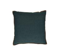 Coussin en lin et coton velours bleu canard, carré, recto lin, verso velours - Pomax, Opposites - 45x45 cm