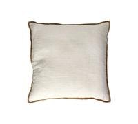 Coussin en lin et velours de coton blanc et camel, uni, carré - Pomax, Opposites - 45x45x8 cm