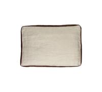 Coussin en lin ivoire, rectangulaire, uni, bords velours coton - Pomax, Borders - 60x40x1 cm