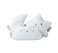 Coussin en peluche douce, coussin douillet et décoratif pour canapé et chambre d'enfant, motif de nuages, d'étoile, de lune, de nuages, d'étoile, de lune