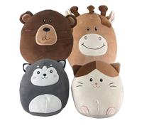 Coussin en Peluche Doux pour Enfants, 24 cm, en Polyester Doux, Motifs Assortis : Chat, Ours, Girafe ou Husky, Jouet et Coussin câlin dès la Naissance