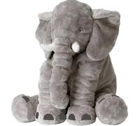 Coussin en peluche éléphant 60 cm gris, peluche douce et confortable pour se détendre et dormir
