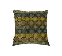 Coussin en tissu viscose vert et bleu, uni, rectangulaire - Dutchbone, Spencer - 45x45x12 cm