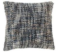 Coussin en Tweed "Cosy" 45x45cm Bleu & Blanc G