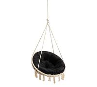 Coussin en Velours pour Fauteuil Suspendu - Assise Lavable, Ronde pour Chaise Swing, Balançoire d'Intérieur - Noir, 92 cm