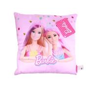 Coussin enfant - Barbie - 36x36 cm - Polyester - Lavable en machine - Rose
