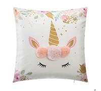 Coussin Licorne Pompons Multicolore