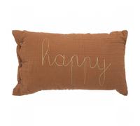 Atmosphera - Coussin rectangulaire Lili en gaze de coton 50x30cm Marron