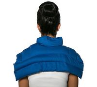 Coussin épaules et nuque avec col aux graines de lin - bleu gentiane - Coton Bio - coussin thermique Coussin aux graines