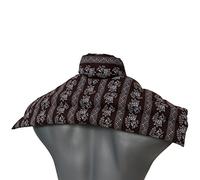 Coussin épaules et nuque avec col aux graines de lin - Coussin thermique - Compresse chaude ou froide pour épaules et cou (Design: brun à fleur)