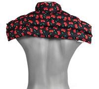 Coussin épaules et nuque avec col aux pépins de raisins - Coussin thermique - Coussin aux graines - Grande bouillotte sèche (Design: cherry black)