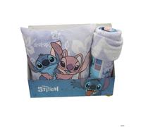 Coussin et Couverture - MERCIER - Stitch et Lilo - Flanelle - Violet - 35x35 cm et 100x140 cm