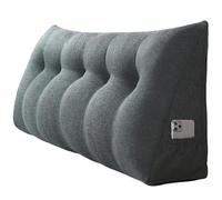 Coussin et dossier triangulaire pour tête de lit, coussin de lecture triangulaire pour lits simples et doubles, dossiers ombrés, gris foncé, 120 x 20 x 49,8 cm, soutien confortable pour lire et se